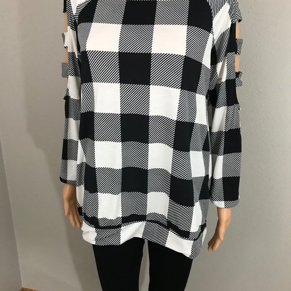 Black and white checked top, blouse